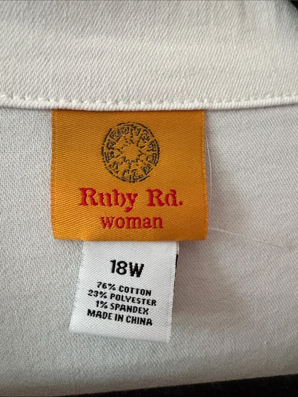 Ruby Rd. White Ruffle-Hem Jean Jacket with Button Front - Picture 4 of 6